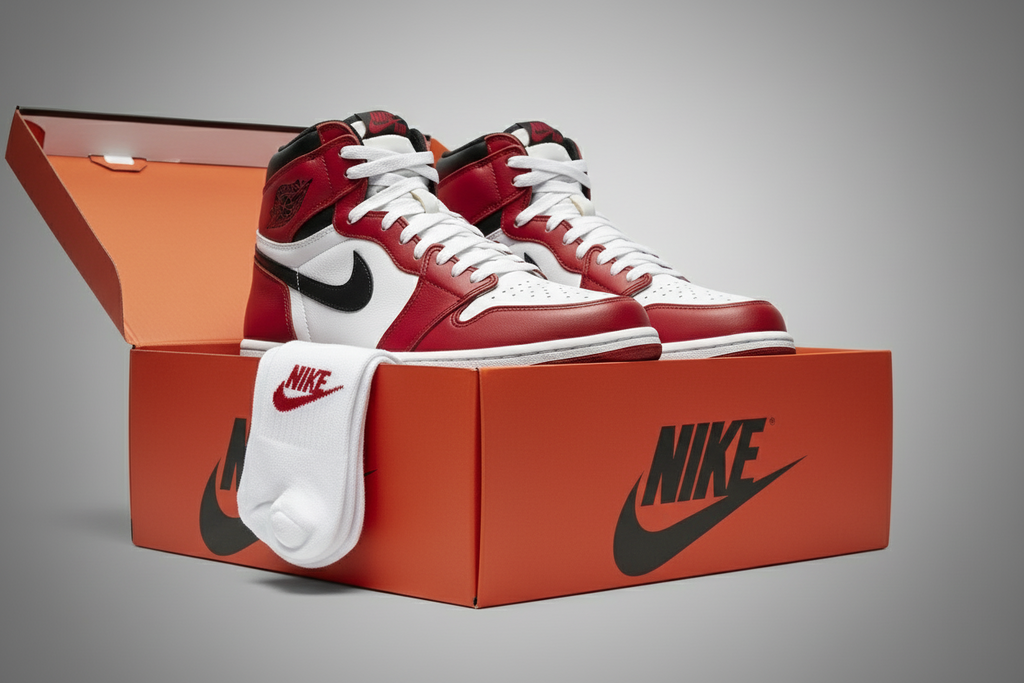 Nike Air Jordan 1s R/W & a Free pair of Nike socks