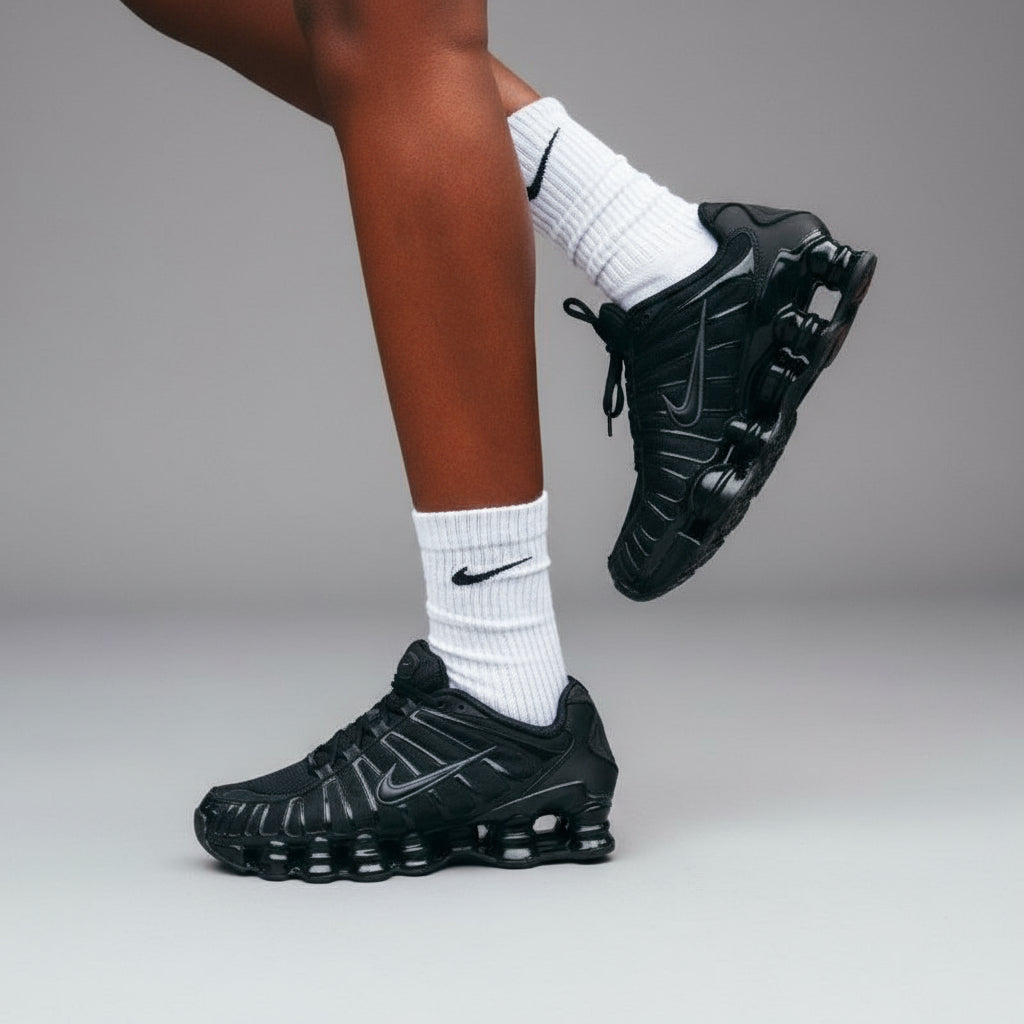 Black Nike Shox TL in all black colorway