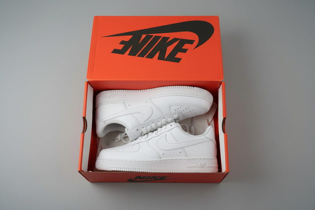 white af 1s inside the nike box